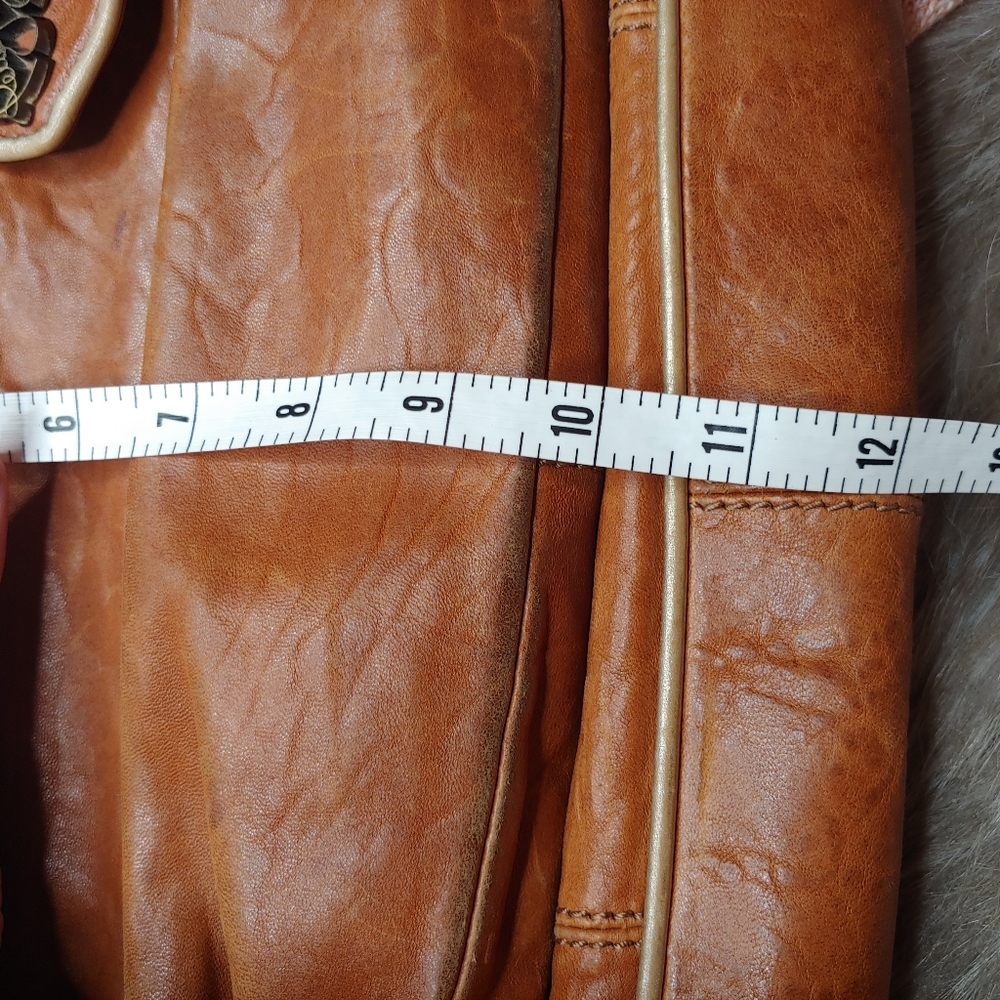 Betsey Johnson | Brown Leather Purse Vintage zip patina loved large oversized - Picture 4 of 12